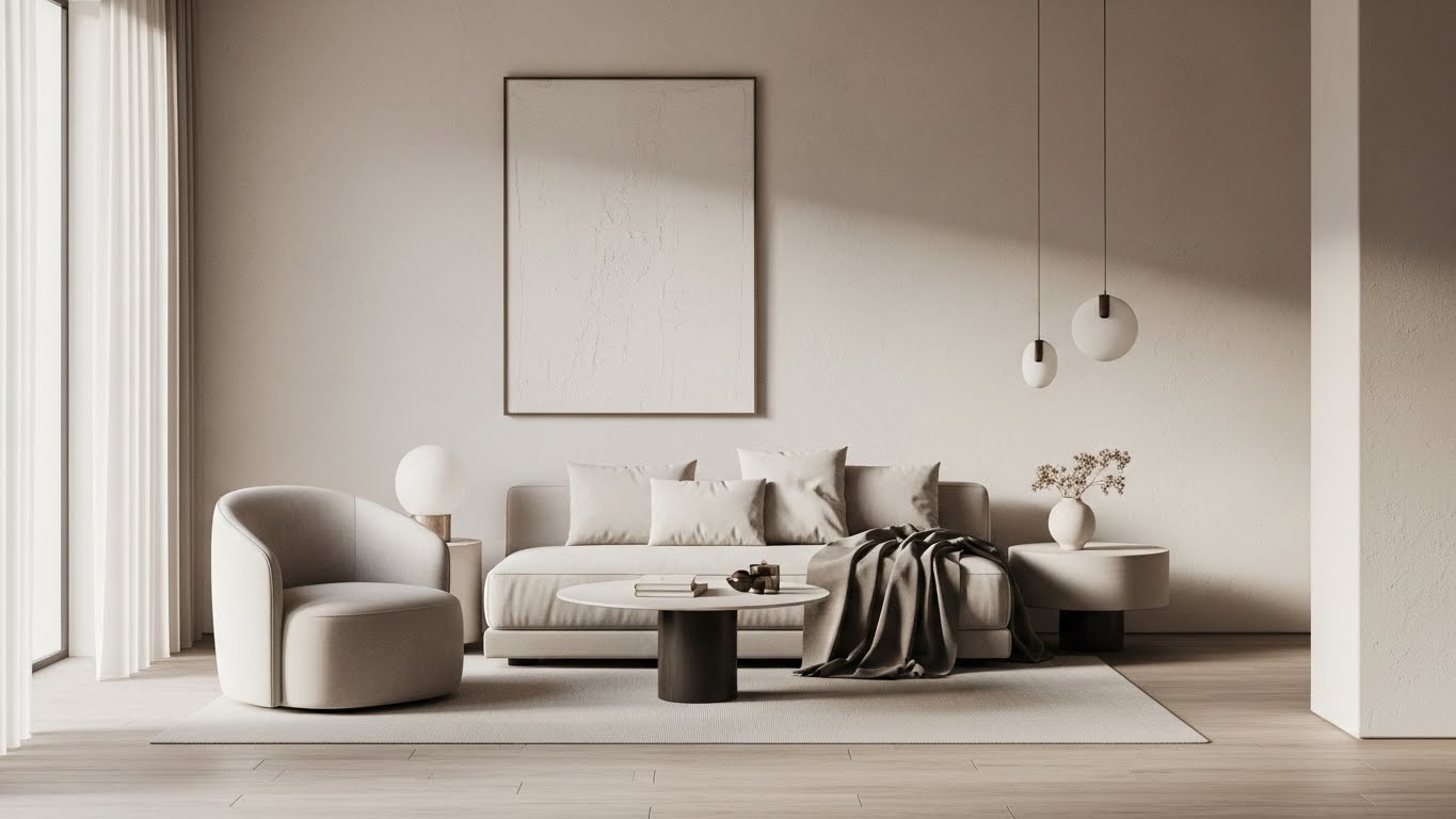 Neutral Minimal Living Room